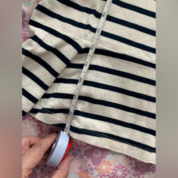 LAUREN by Ralph Lauren navy & white striped peplum blouse size Medium - Picture 6 of 11